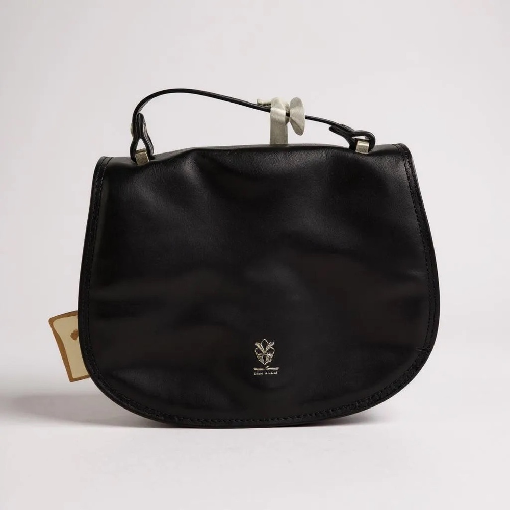 NWT Florence Eiseman Black Leather Handbag, Made in Italy